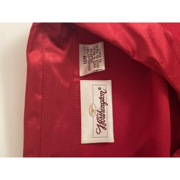Worthington PLUS Size 18W Red Satin Trim Button Down Tunic Blouse Holiday Form - Picture 7 of 8